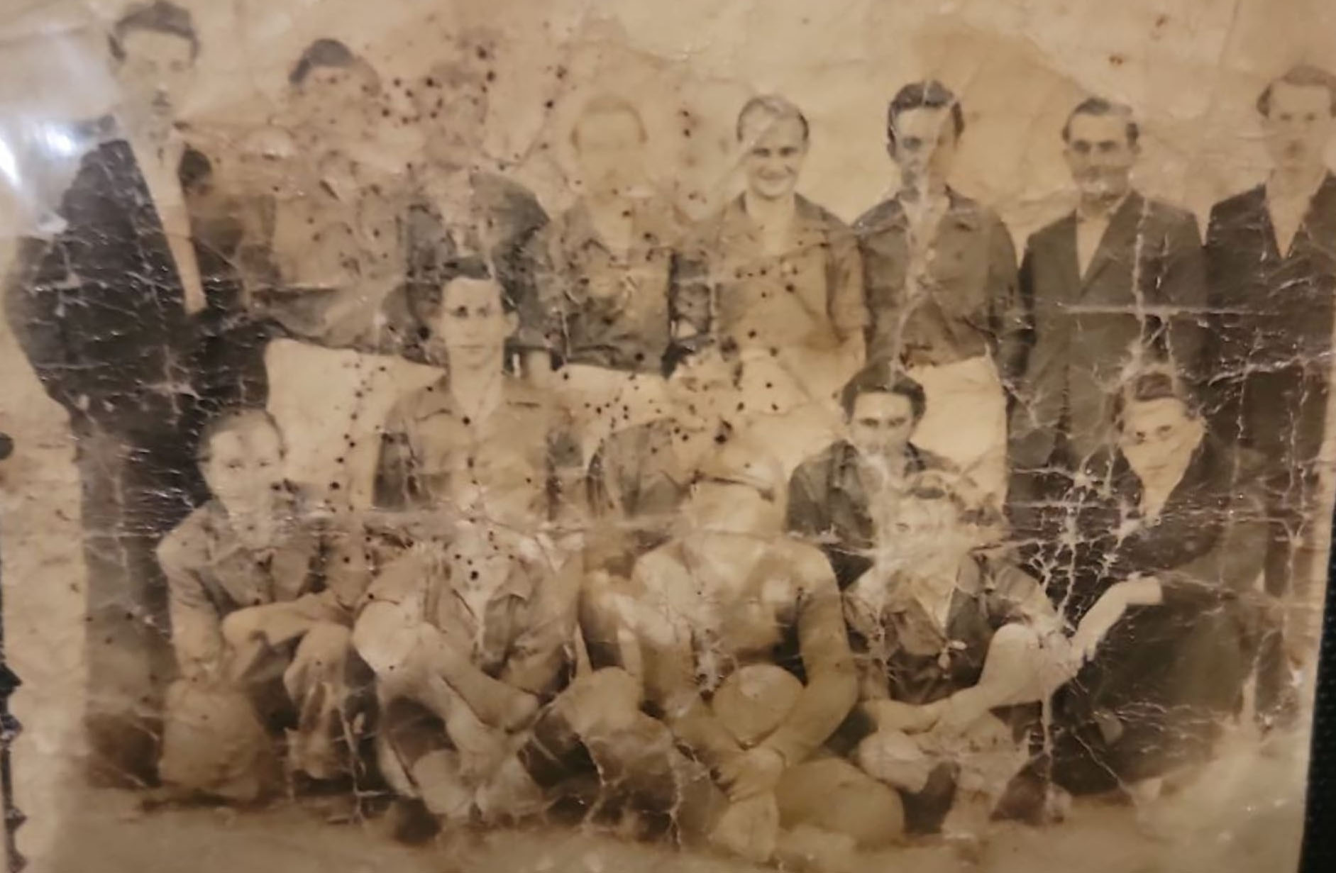 Damaged family photo from the 1950s